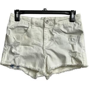 Guess Womens Shorts Size 28 Off White Cotton Blend Pockets Distressed STAINS